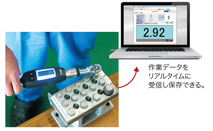 作業データをリアルタイムに受信し保存できる