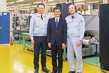 代表取締役社長 米桝 弘 氏 専務取締役 兼 技術部長 舟見 豊 氏 総務部 部長代理 矢澤 健彦 氏