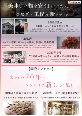 商品デザイン・ラボで練り込んだ「みのりそば」のPRパネル